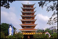 Eight-story tower of Vinh Ngiem pagoda. Ho Chi Minh City, Vietnam ( color)