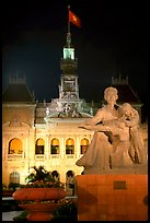 City townhall and Ho Chi Minh sculpture. Ho Chi Minh City, Vietnam ( color)