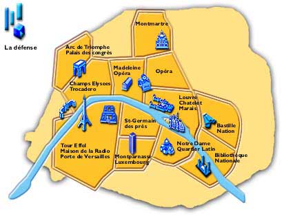 PARIS MAP : CHOOSE A DISTRICT BY  CLICKING ON THE MAP